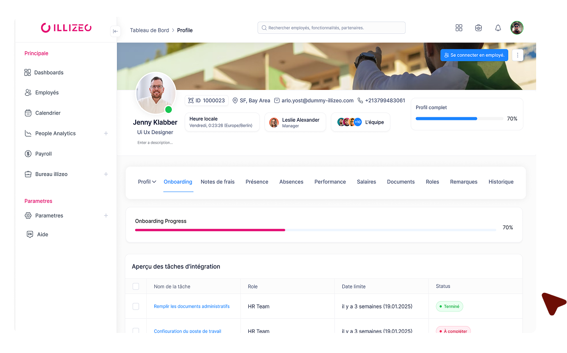 Time tracker interface